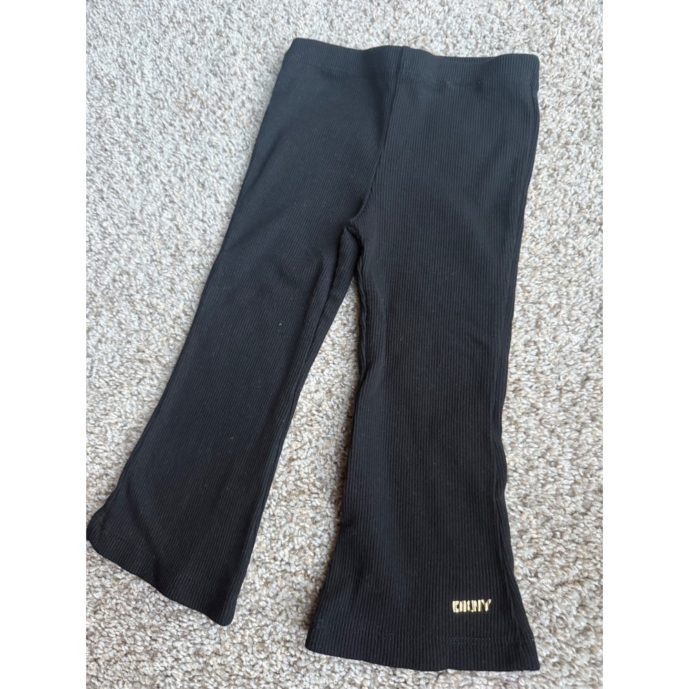 DKNY Girls Black Ribbed Flare Leggings Pants Size 2T - Picture 4 of 4